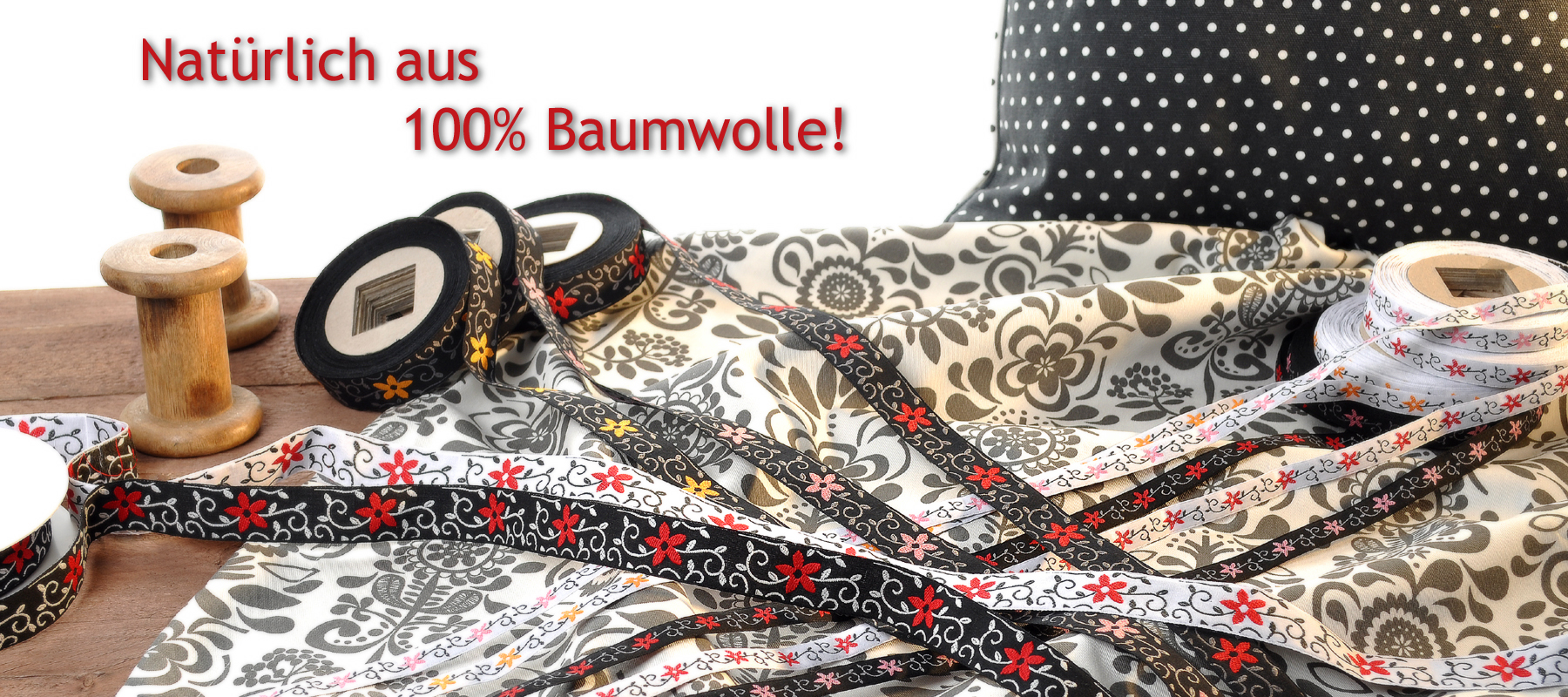 farbige Webbänder aus 100% Baumwolle